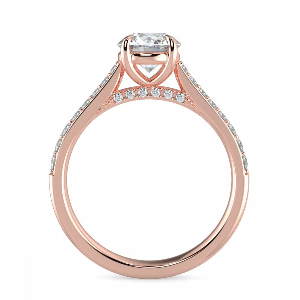 Round Diamond Bridge  Pave  Engagemnt Ring