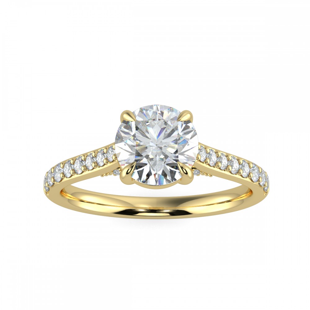 Round Diamond Bridge  Pave  Engagemnt Ring