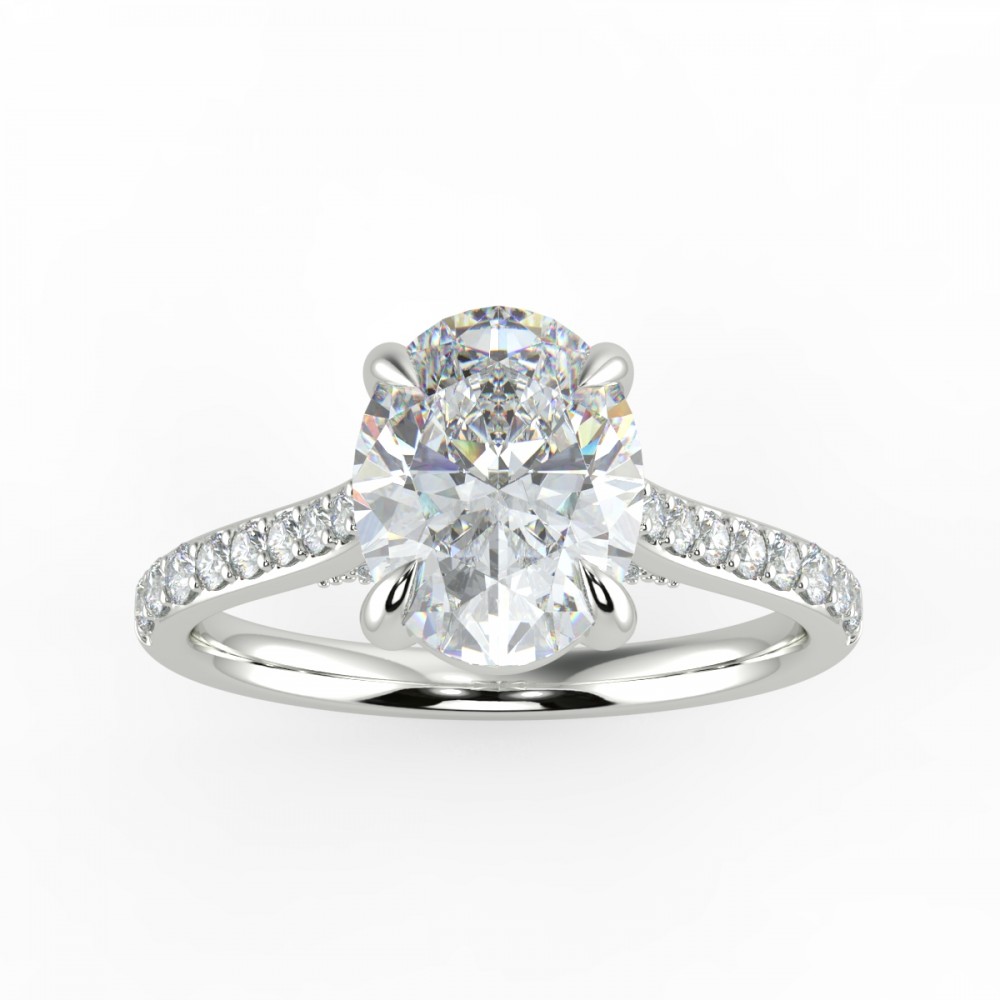 Oval Pave  Engagemnt Ring