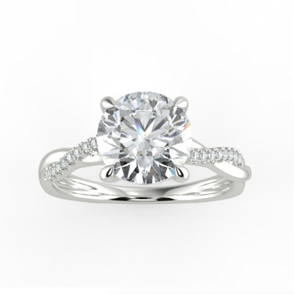 Round Pave  Engagemnt Ring