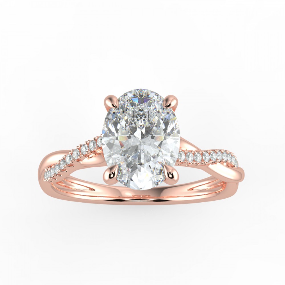 Oval Pave  Engagemnt Ring