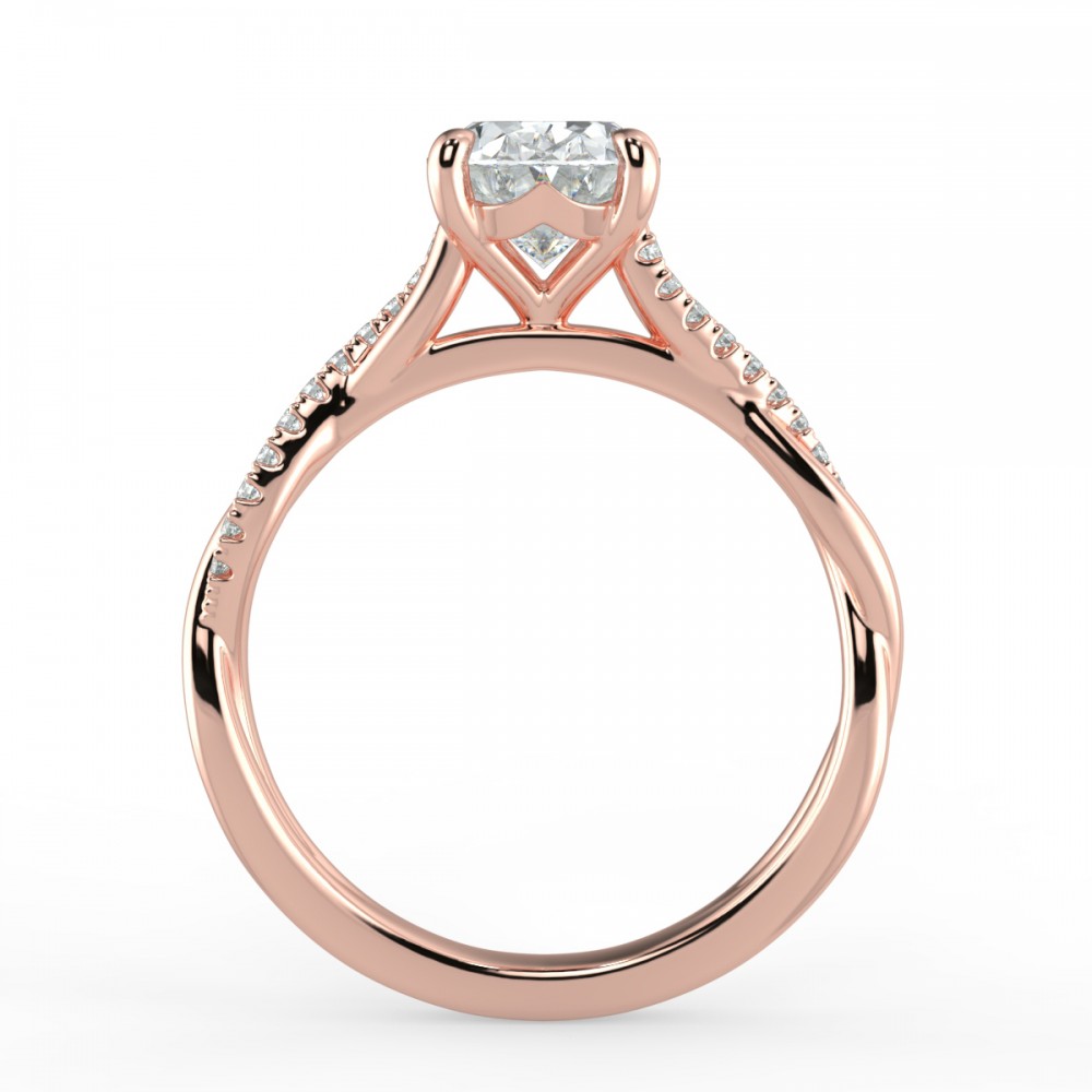 Oval Pave  Engagemnt Ring
