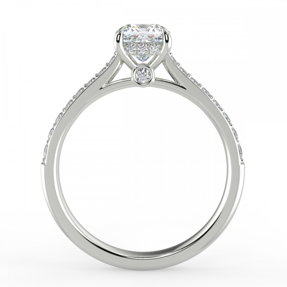 Cushion Hidden Halo Pave  Engagemnt Ring