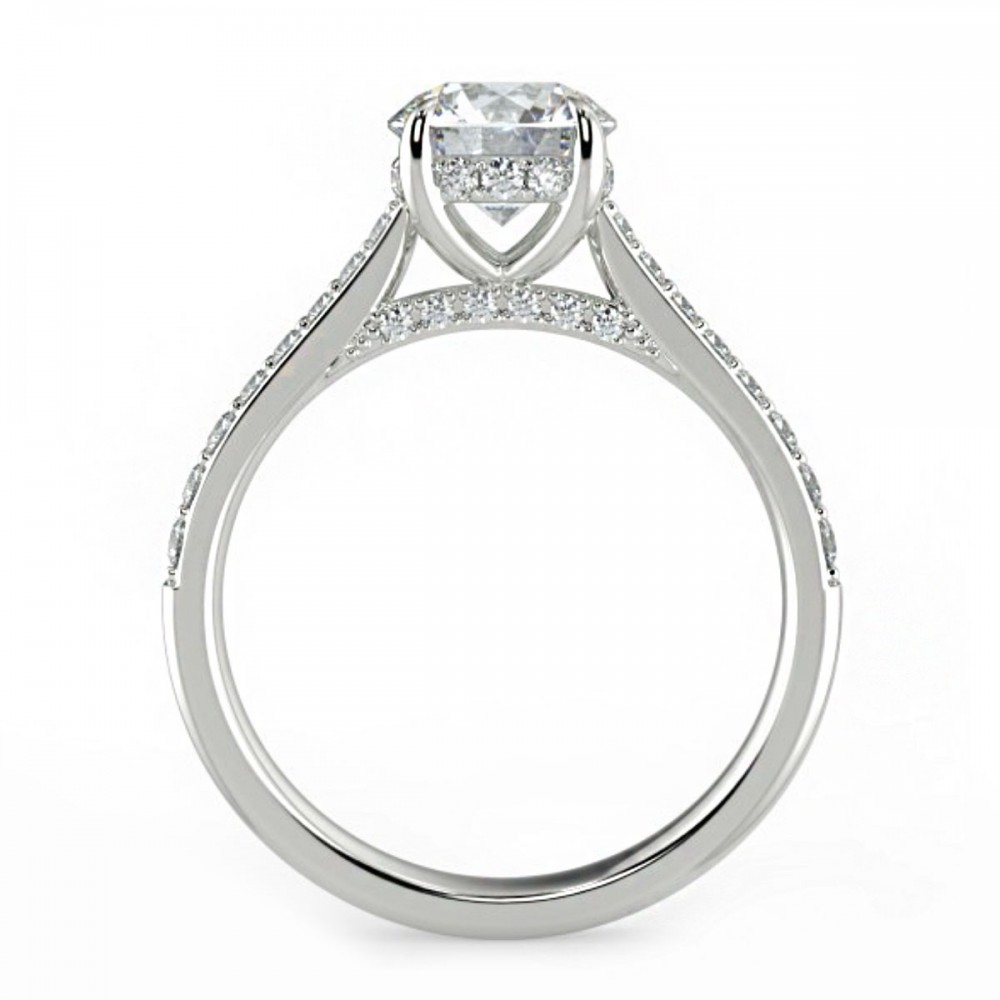 Round Hidden Halo Pave  Engagemnt Ring