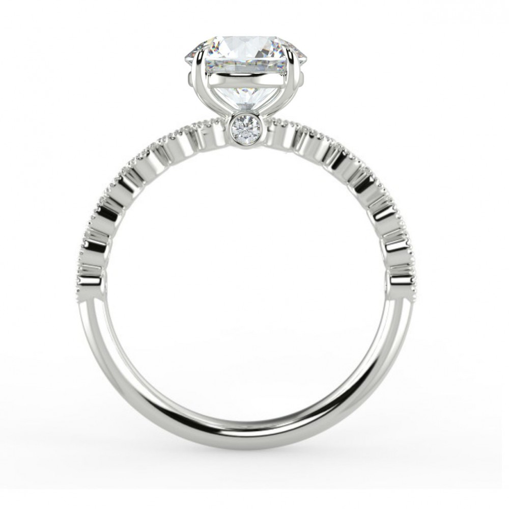 Round Surprise Diamond Diamond Bezel Millgrain Engagemnt Ring