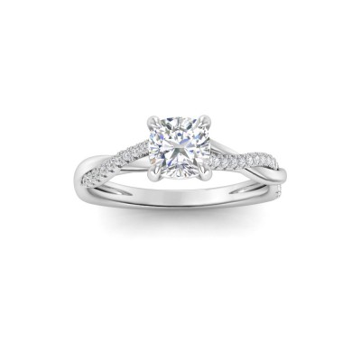 1 Ct Cushion Near Colorless Lab Diamond & .14 Micro Twist Engagement Ring