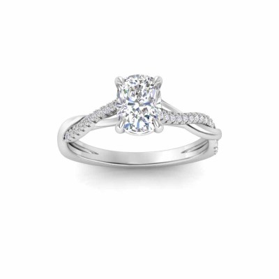 1 Ct Elongated Cushion Near Colorless Lab Diamond & .14 Micro Twist Engagement Ring