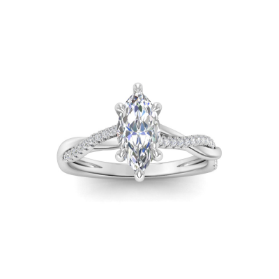 1 Ct Marquise Near Colorless Lab Diamond & .14 Micro Twist Engagement Ring