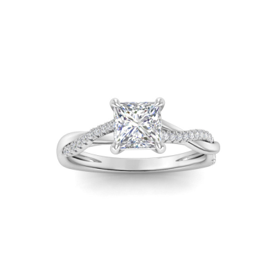 1 Ct Princess Near Colorless Lab Diamond & .14 Micro Twist Engagement Ring