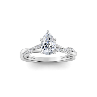1 Ct Pear Near Colorless Lab Diamond & .14 Micro Twist Engagement Ring