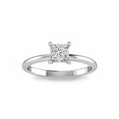 .75 Ct Princess Near Colorless Lab Diamond Solitaire Engagement Ring