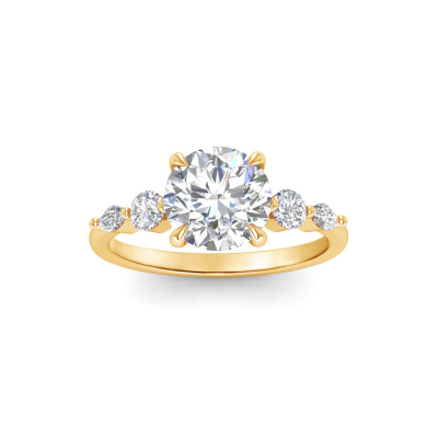 1 Ct Round Near Colorless Lab Diamond & 0.34 Ctw Marquise & Round Engagement Ring