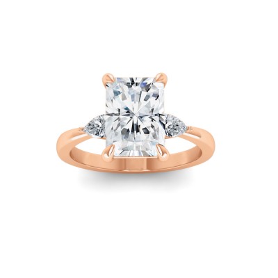 5 Ct Radiant Near Colorless Lab Diamond & .40 Ctw Three Stone Grace Engagement Ring