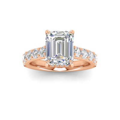 5 Ct Emerald Near Colorless Lab Diamond & 0.98 Ctw Lab Diamond Lux Gala Hidden Halo Engagement Ring