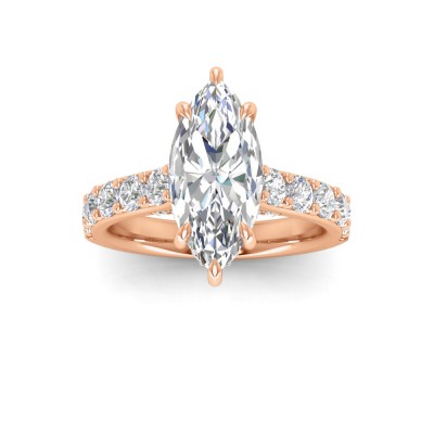 5 Ct Marquise Near Colorless Lab Diamond & 0.98 Ctw Lab Diamond Lux Gala Hidden Halo Engagement Ring