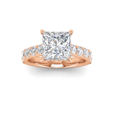 5 Ct Princess Near Colorless Lab Diamond & 0.98 Ctw Lab Diamond Lux Gala Hidden Halo Engagement Ring