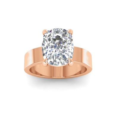2.5 Ct Elongated Cushion Near Colorless Lab Diamond Wide Band Solitaire Engagement Ring