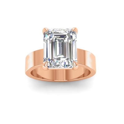 2.5 Ct Emerald Near Colorless Lab Diamond Wide Band Solitaire Engagement Ring