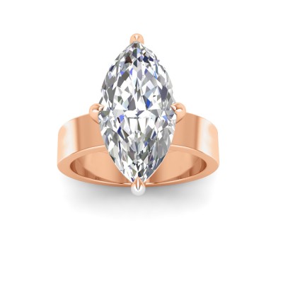 2.5 Ct Marquise Near Colorless Lab Diamond Wide Band Solitaire Engagement Ring