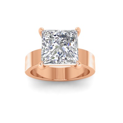 2.5 Ct Princess Near Colorless Lab Diamond Wide Band Solitaire Engagement Ring
