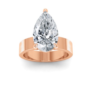 2.5 Ct Pear Near Colorless Lab Diamond Wide Band Solitaire Engagement Ring