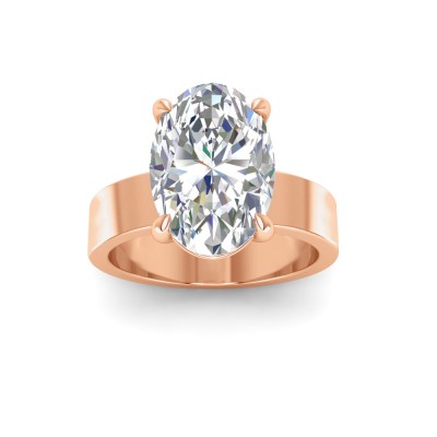 2.5 Ct Oval Near Colorless Lab Diamond Wide Band Solitaire Engagement Ring