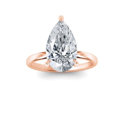 5 Ct Pear Near Colorless Lab Diamond Secret Halo Solitaire Engagement Ring