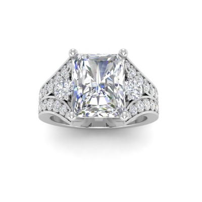 2 Ct Radiant Near Colorless Lab Diamond & 1 Ctw Wide Split Shank Engagement Ring