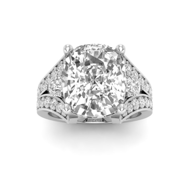 2 Ct Elongated Cushion Near Colorless Lab Diamond & 1 Ctw Wide Split Shank Engagement Ring