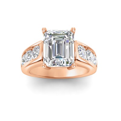 6 Ct Emerald Near Colorless Lab Diamond Channel-Set Statement Engagement Ring