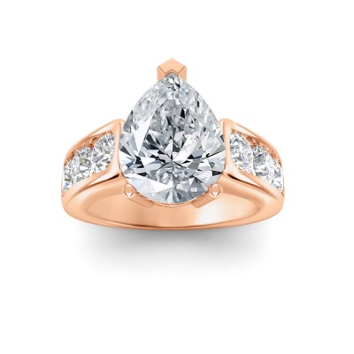 6 Ct Pear Near Colorless Lab Diamond Channel-Set Statement Engagement Ring