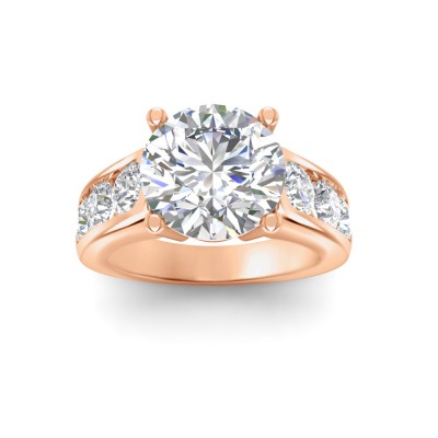 6 Ct Round Near Colorless Lab Diamond Channel-Set Statement Engagement Ring
