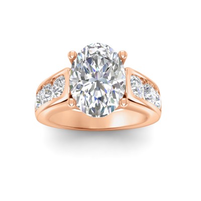 6 Ct Oval Near Colorless Lab Diamond Channel-Set Statement Engagement Ring