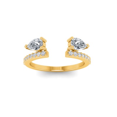 Pear Near Colorless Lab Diamond Pavé Engagement Band Enhancer