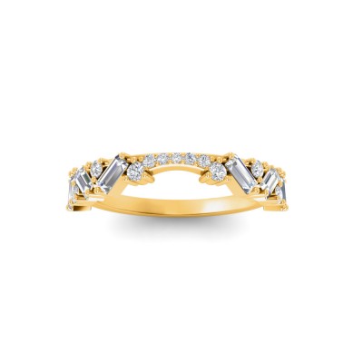 Round & Baguette Near Colorless Lab Diamond Mosaic Wedding Band