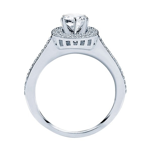 Rm1025-14k White Gold Round Cut Double Halo Diamond Engagement Ring