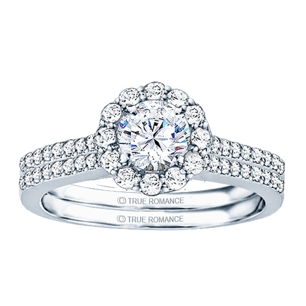 Rm1058-14k White Gold Round Cut Halo Diamond Engagement Ring