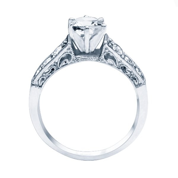 Rm1120-14k White Gold Vintage Engagement Ring