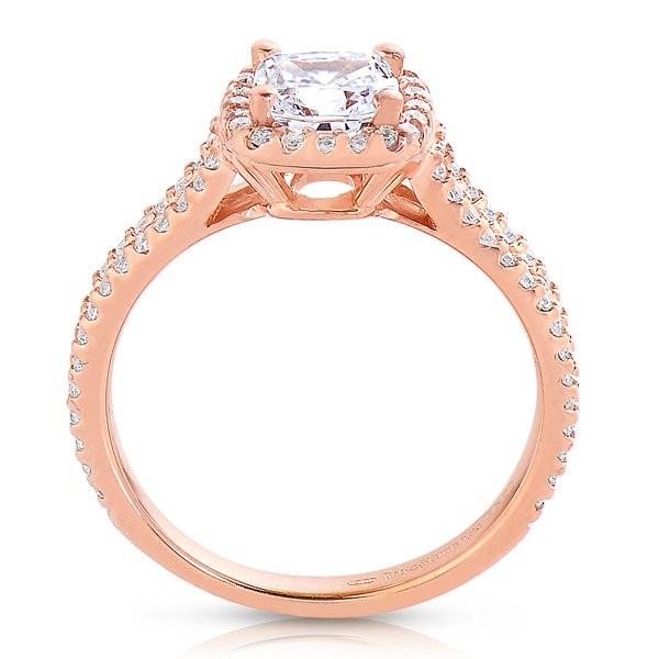 Rm1174cu-14k White Gold Cushion Cut Halo Diamond Split Shank Engagement Ring