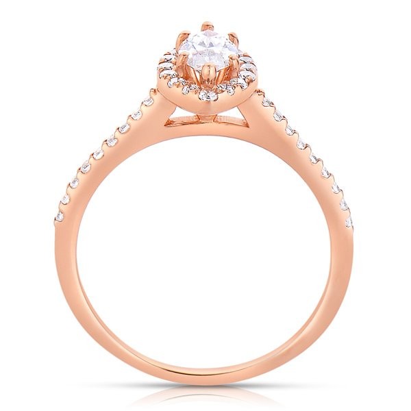 Rm1301m-14k Rose Gold Marquise Cut Halo Diamond Engagement Ring