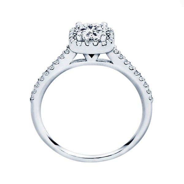 Rm1301p-14k White Gold Princess Cut Halo Diamond Engagement Ring
