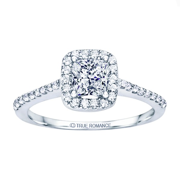 Rm1301p-14k White Gold Princess Cut Halo Diamond Engagement Ring