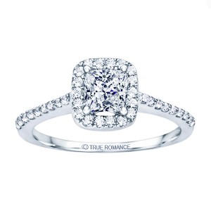 Rm1301p-14k White Gold Princess Cut Halo Diamond Engagement Ring