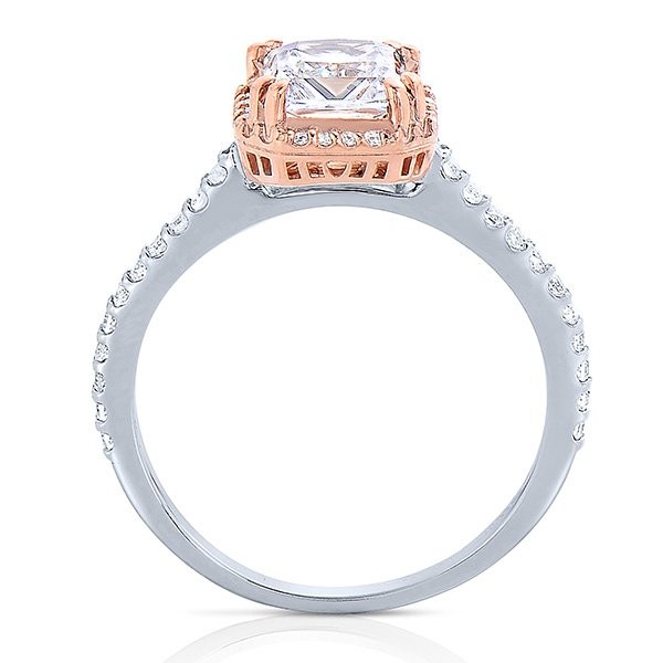 Rm1309ptt-14k Rose Gold Princess Cut Halo Diamond Engagement Ring