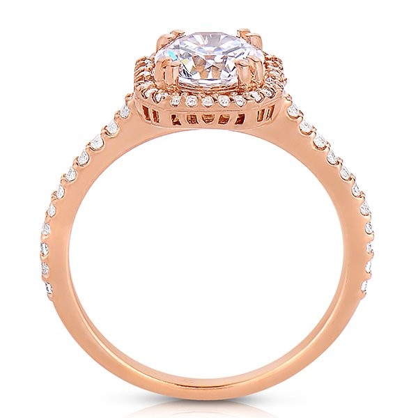 Rm1309rs-14k Rose Gold Round Cut Halo Diamond Engagement Ring