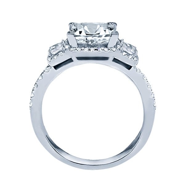 Rm1315-14k White Gold Princess Cut Halo Diamond Engagement Ring