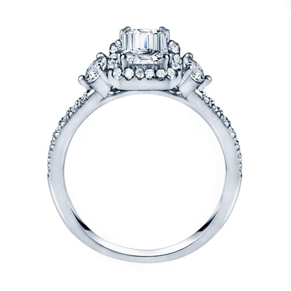 Rm1345e-14k White Gold Emerald Cut Halo Diamond Engagement Ring