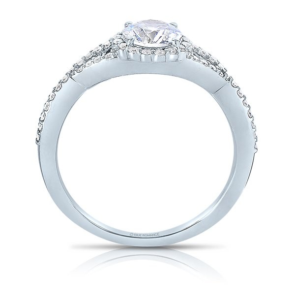 Rm1346 -14k White Gold Round Cut Halo Diamond Infinity Engagement Ring