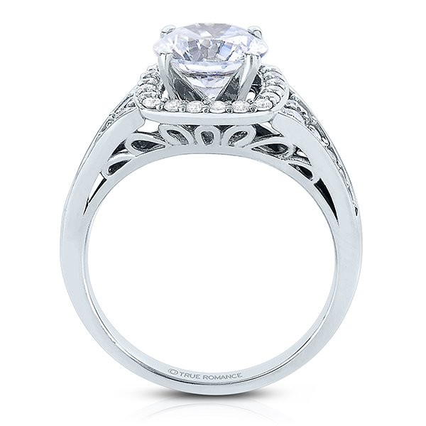 Rm1374x-14k White Gold Round Cut Halo Diamond Engagement Ring
