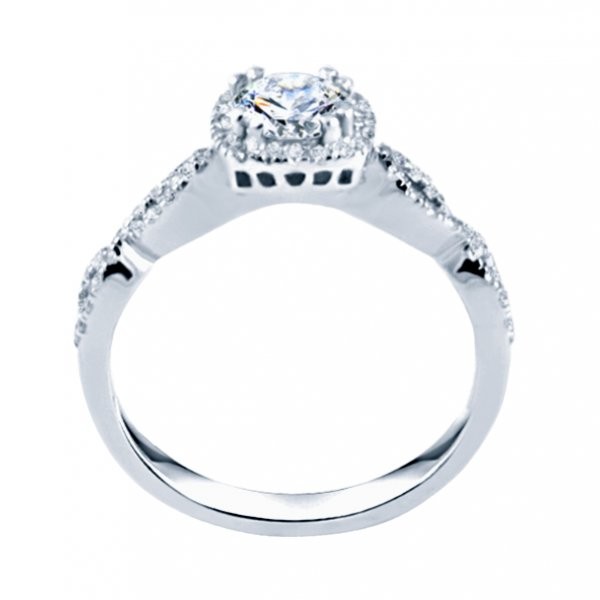 Rm1390-14k White Gold Round Cut Halo Diamond Infinity Engagement Ring